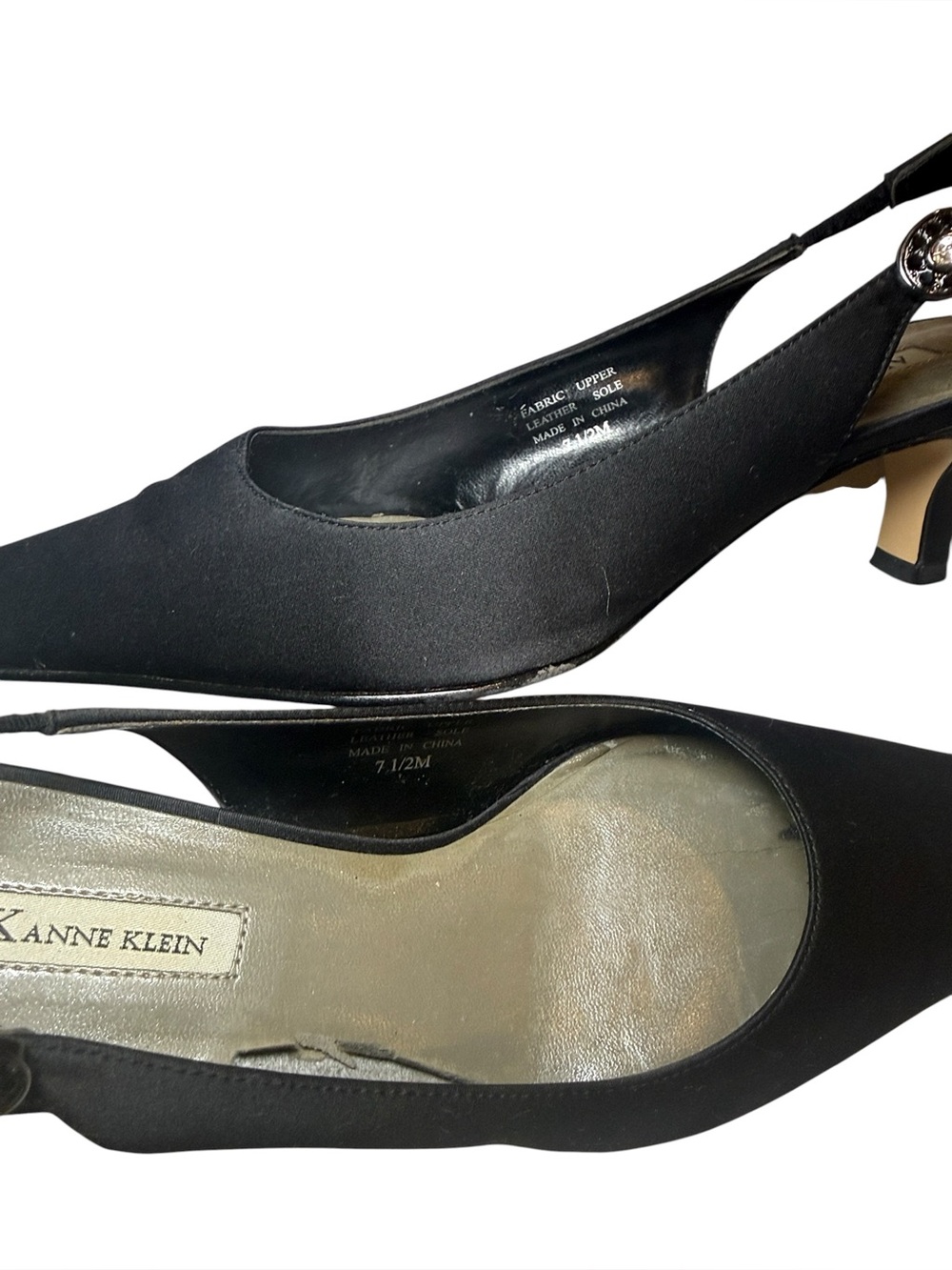 AK Anne Klein Women’s Black Slingback Kitten Heel Shoes Size 7.5 EUC - Picture 5 of 9
